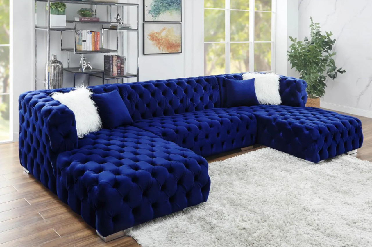 navy velvet sectional couch