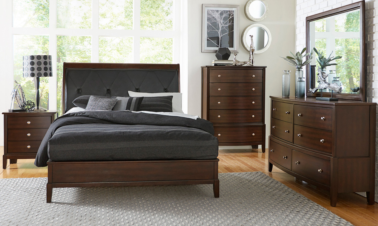 Knox Cherry 4-PC Queen Bedroom Set - CB Furniture