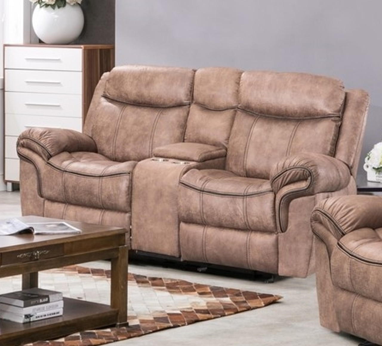 Leather rocker shop recliner loveseat