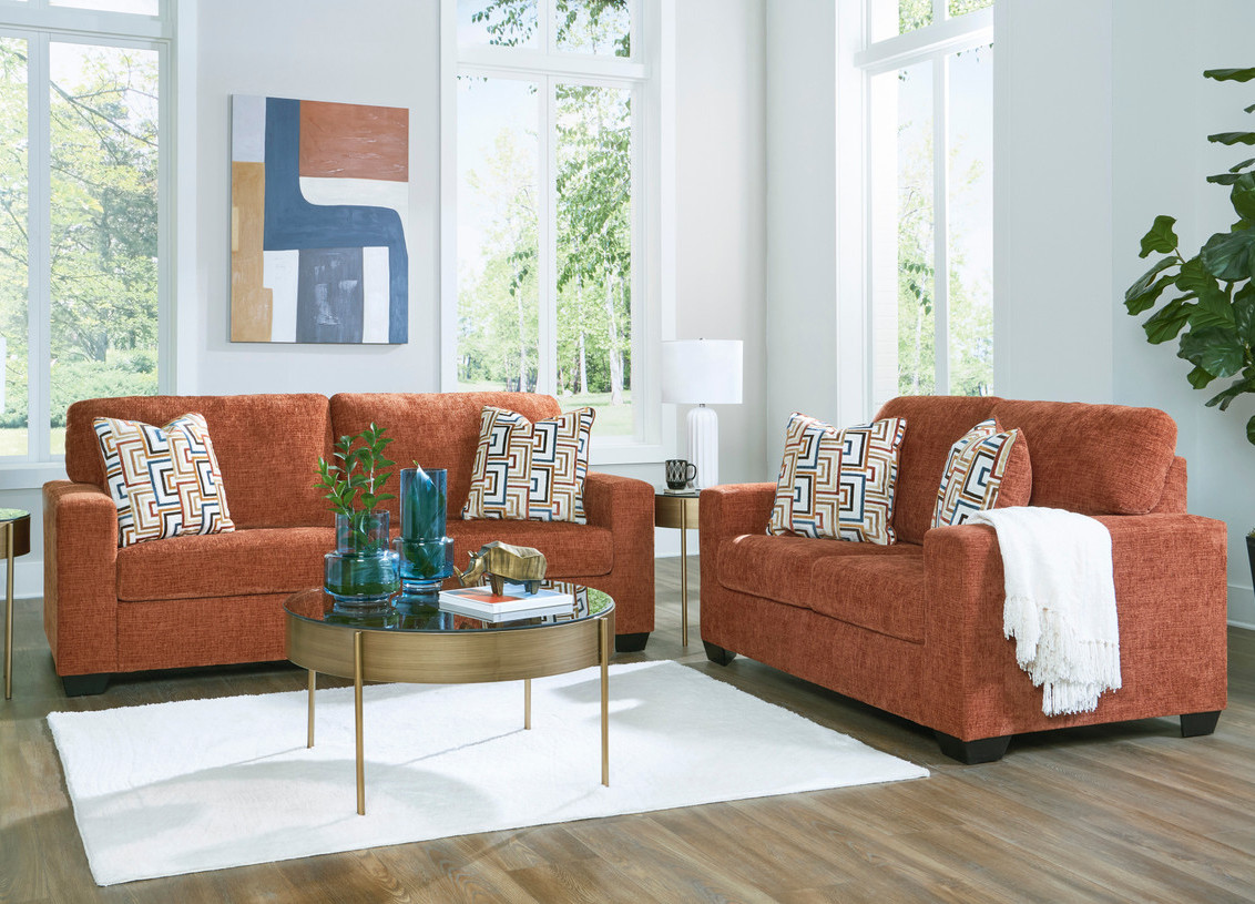 MORIZA Spice Orange Sofa & Loveseat - CB Furniture