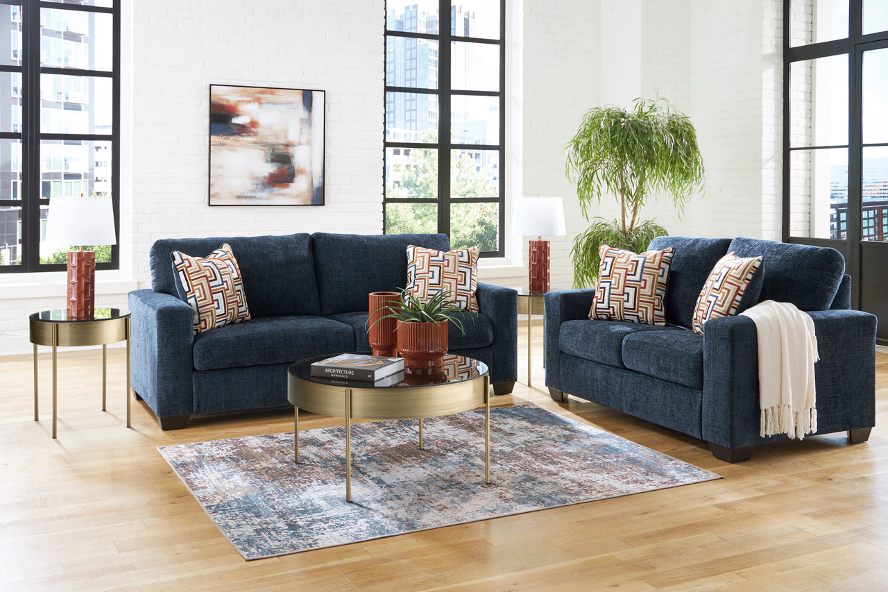 MORIZA Ink Blue Sofa & Loveseat - CB Furniture