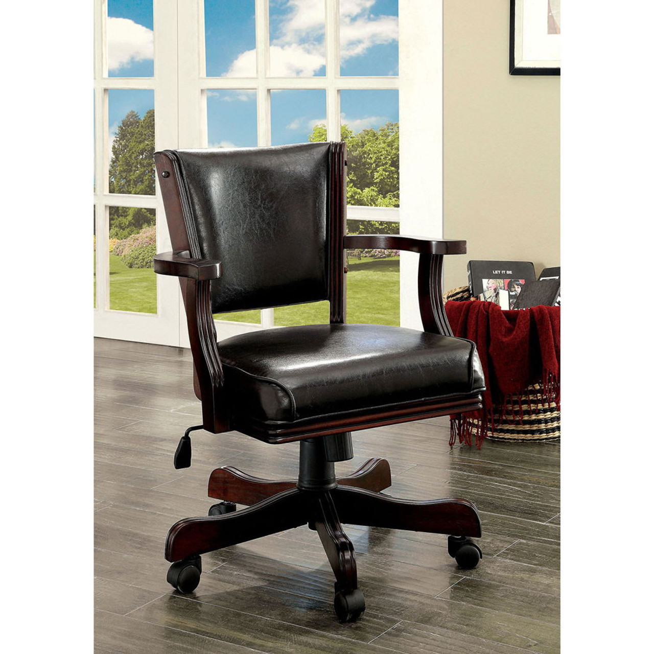 Nerris Adjustable Height Office Chair with Padded Arm Brown and Black