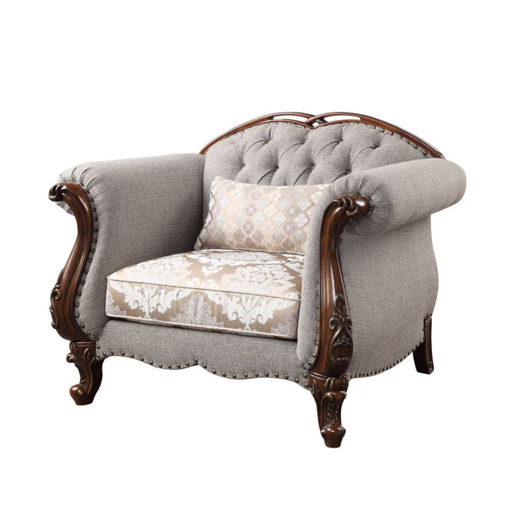 Miyeon Fabric Tufted Chair w/Pillow