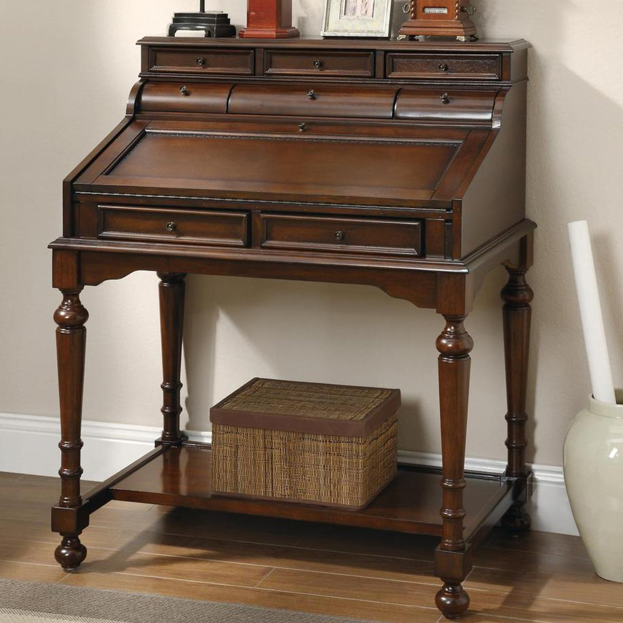 Madelina 36 Wide Cherry Writing Desk With Storage Cb Furniture