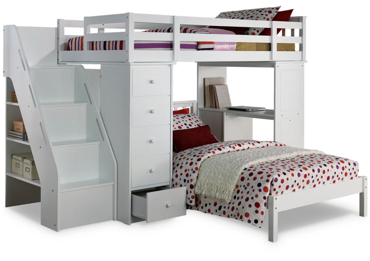 white loft bed frame