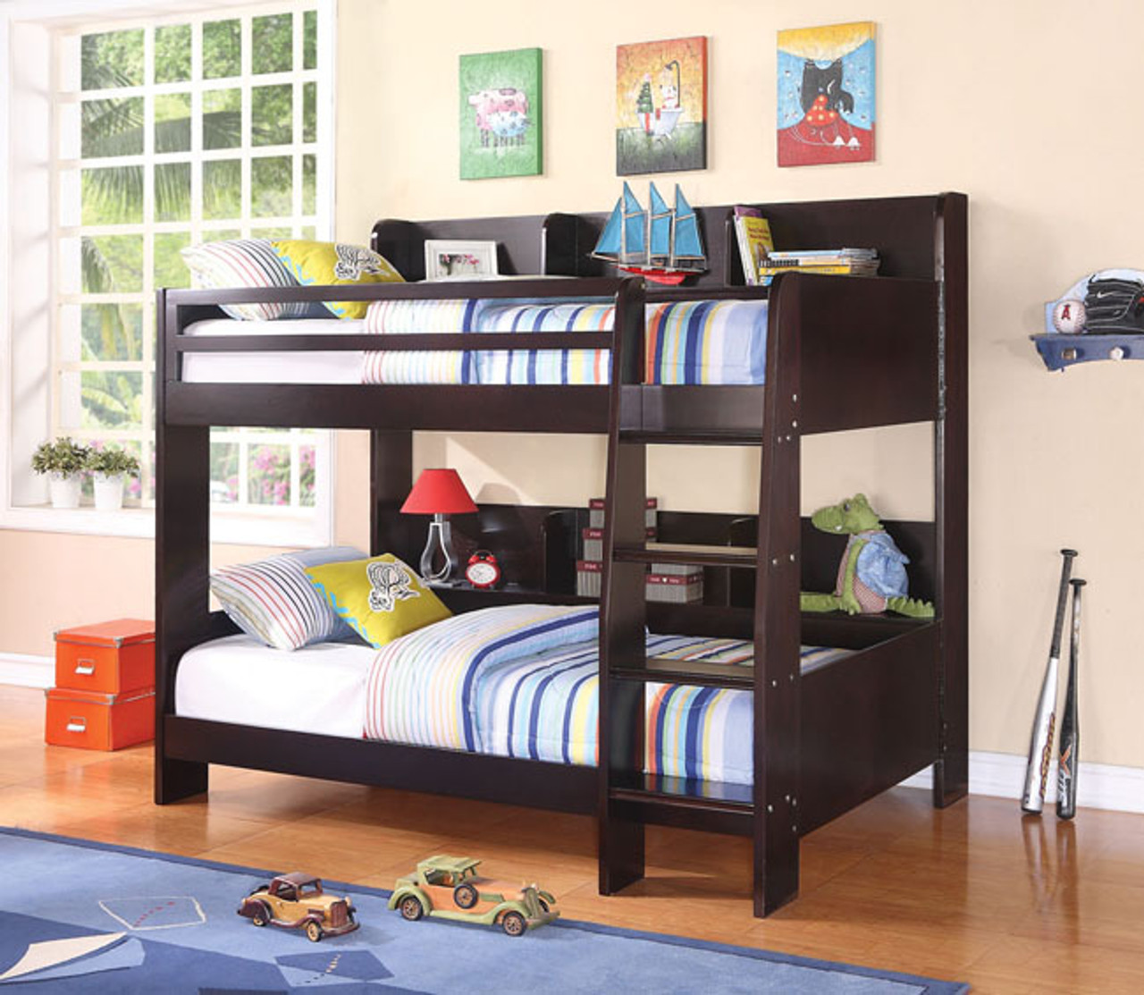 bunk beds with bookcase