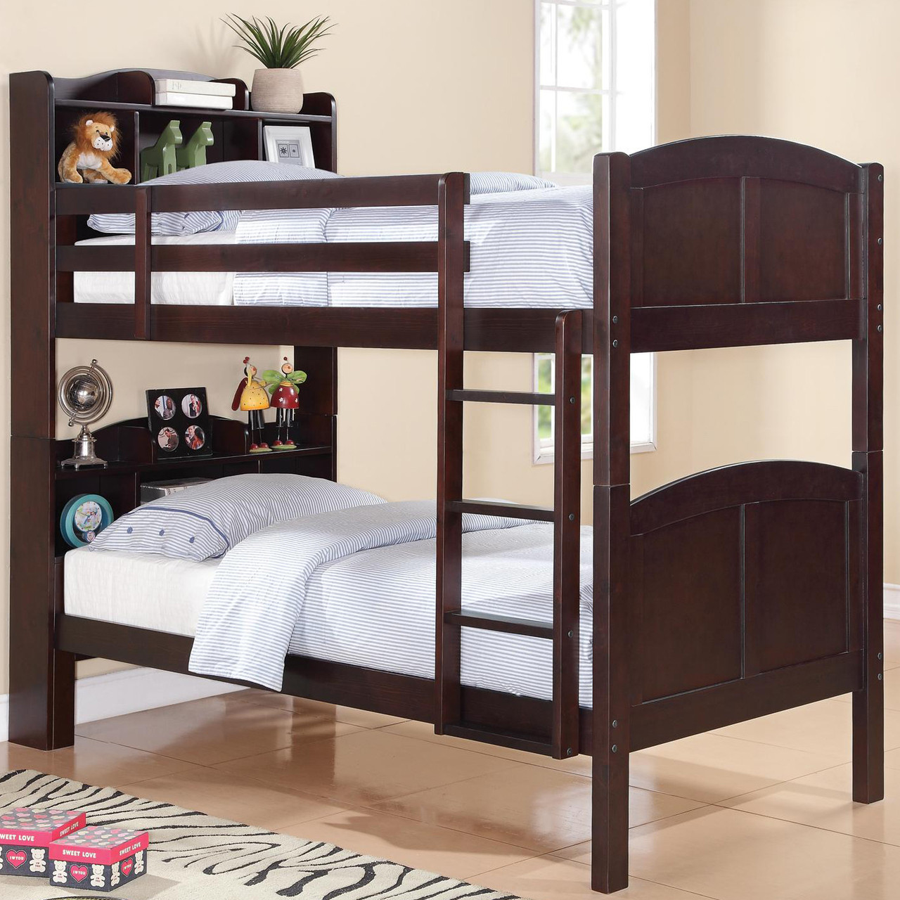 bunk beds with headboard storage