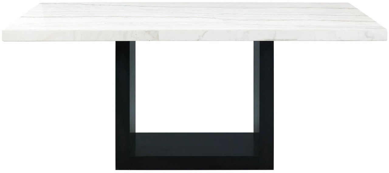 VALERY White Marble Table & Blue Velvet Chairs 5-Piece Counter