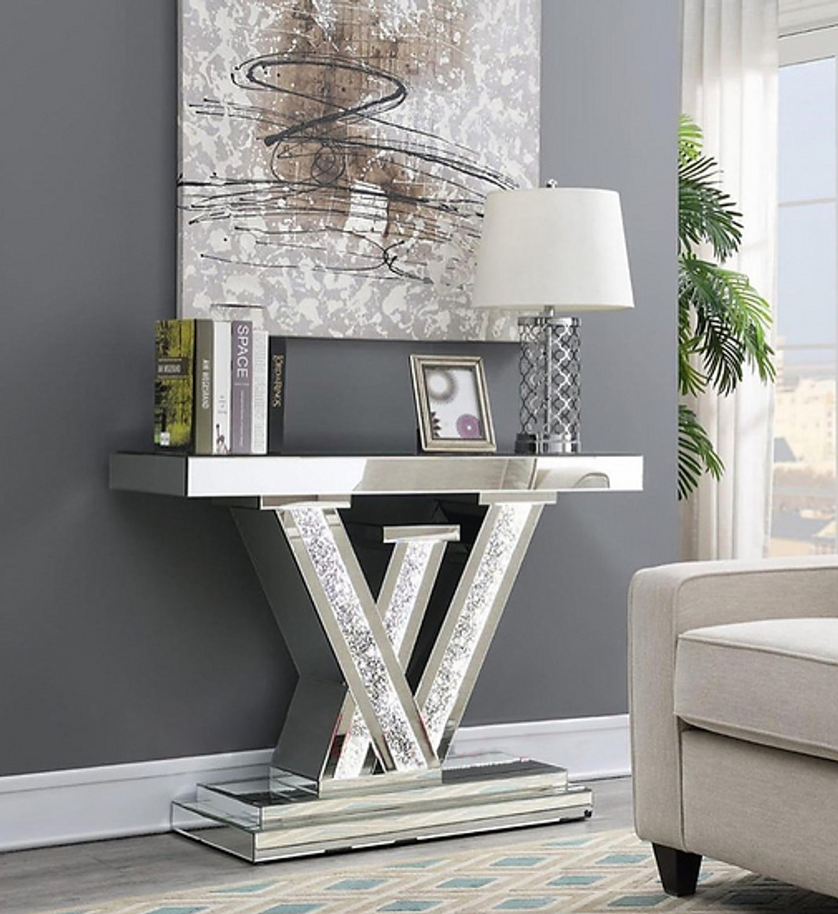 LV Mirror 47 Wide Console Table with LED Lights