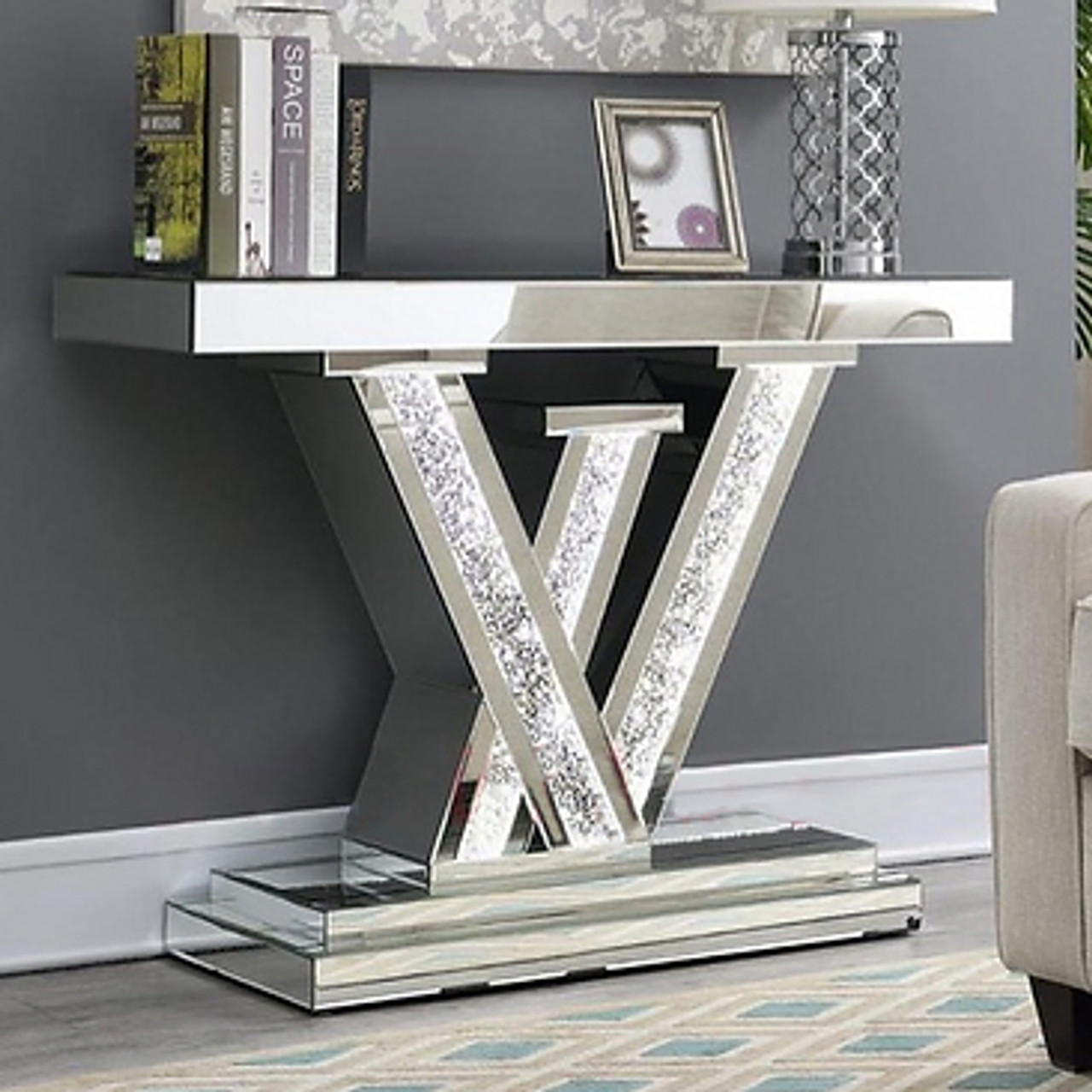 LV Mirror 47 Wide Console Table with LED Lights