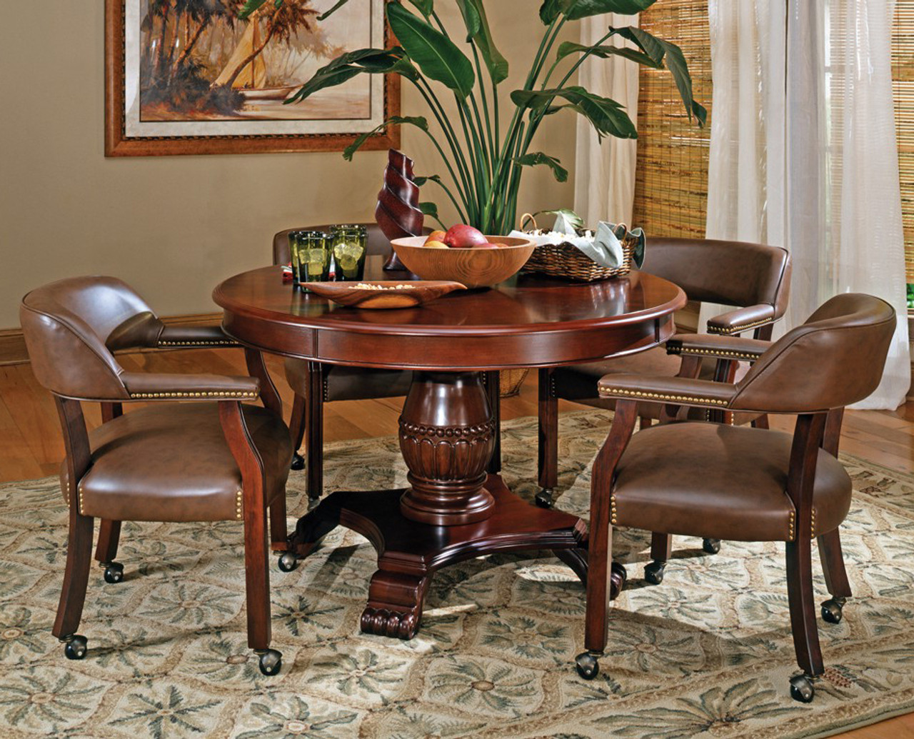 Showdown Brown Arm Chair With Casters Cb Furniture
