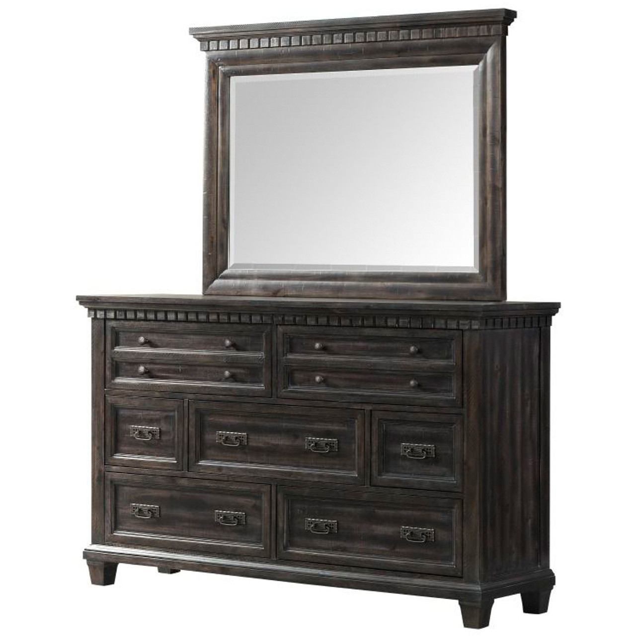 Santa Fe Weathered Black Oak Finish Dresser Mirror Cb Furniture