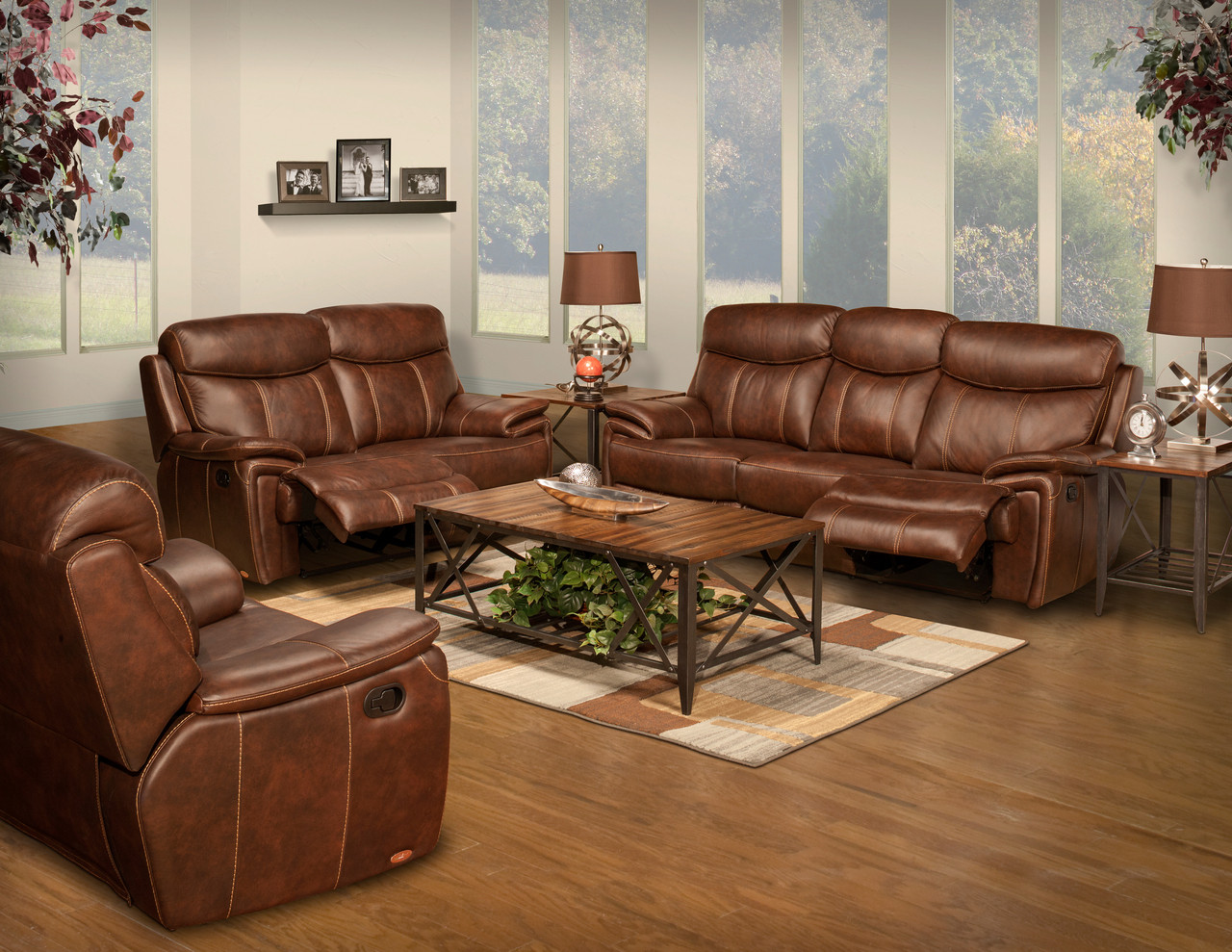 leather reclining sofa set