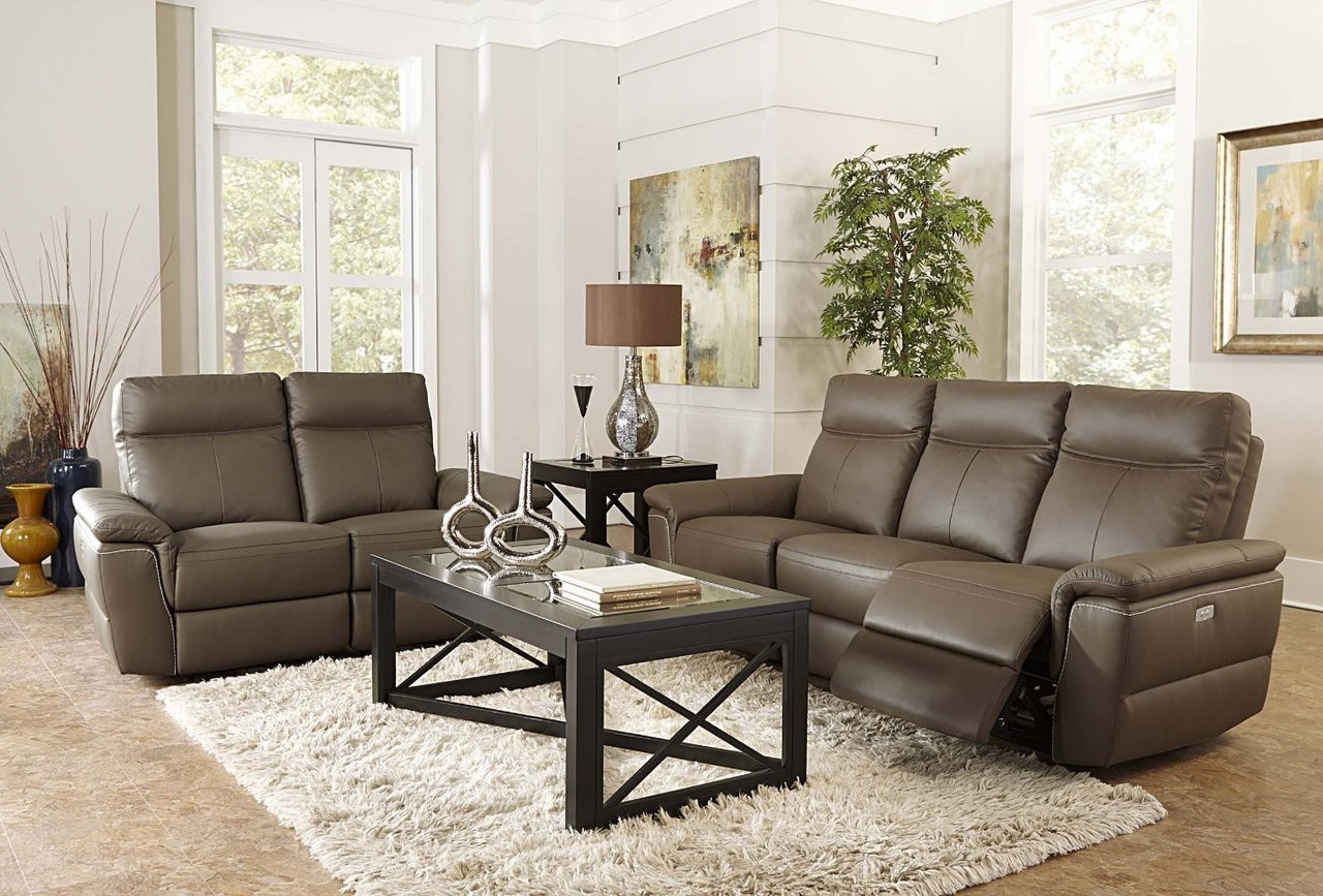 Top grain leather reclining shop sofa set