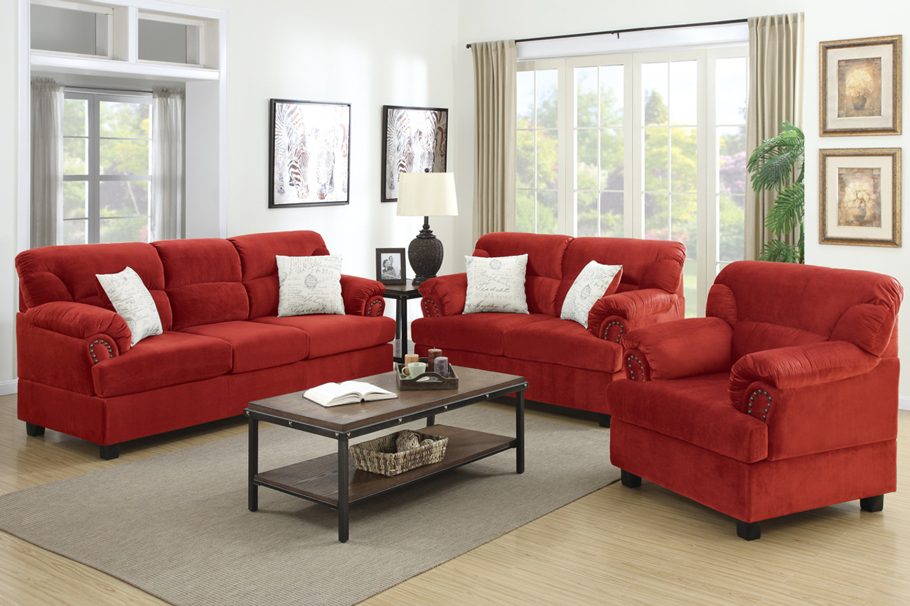 KERIAN Red 3PC Living Room Set CB Furniture