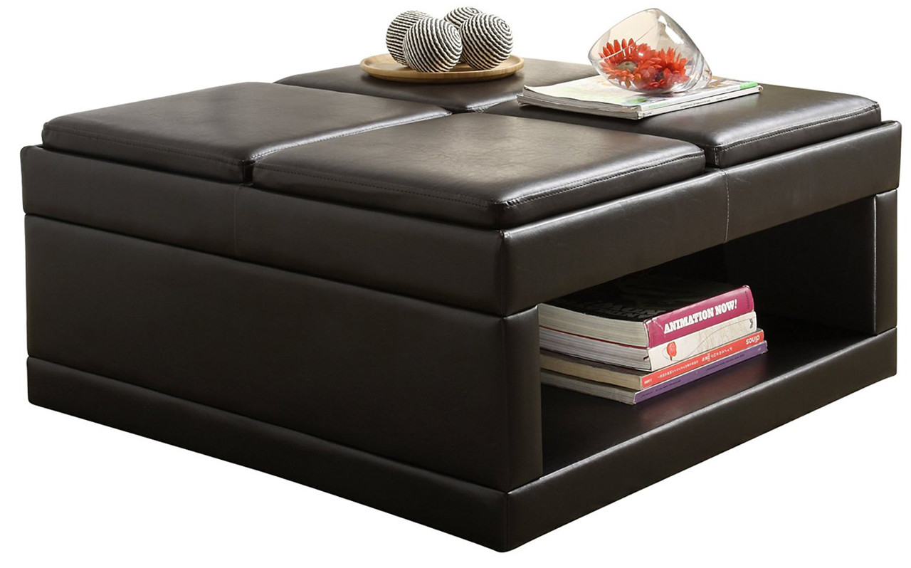 Storage ottoman with flip shop tray