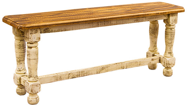 Provencia White Rustic Dining Bench - CB Furniture