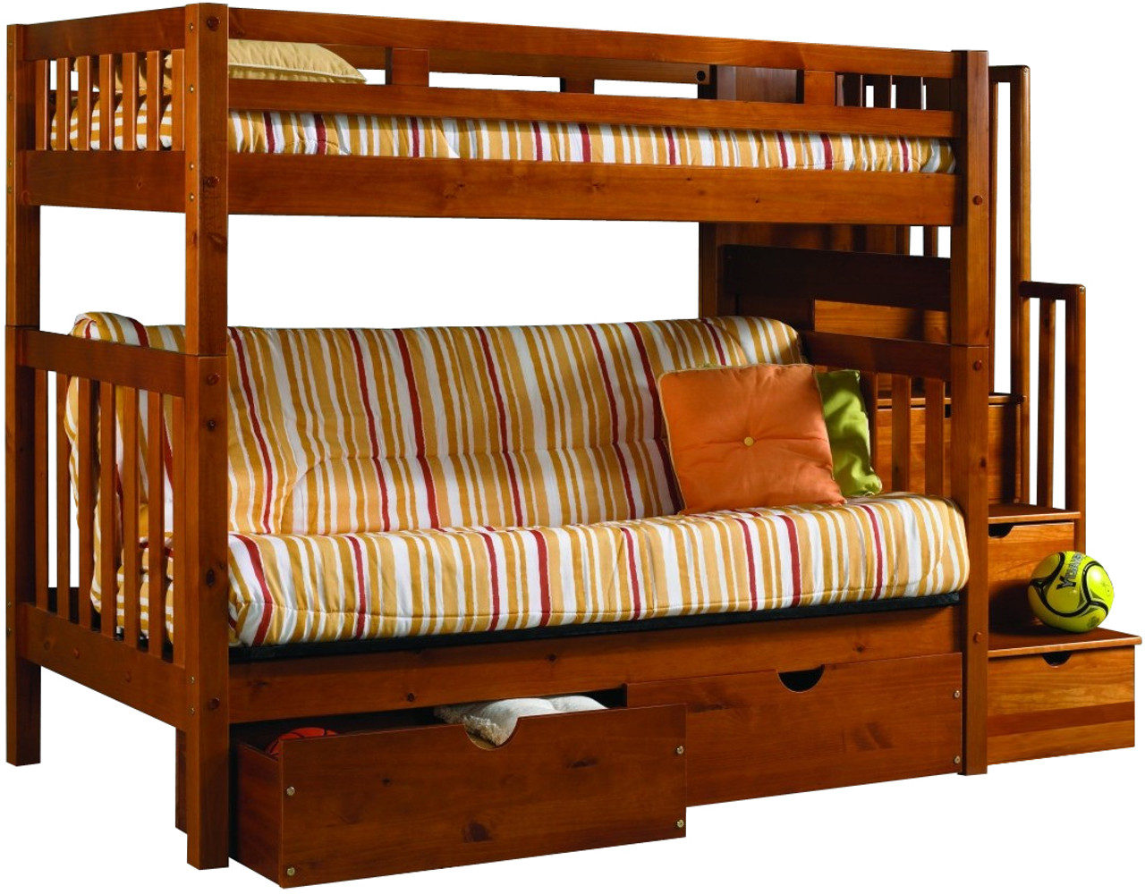 bunk bed over futon with mattress