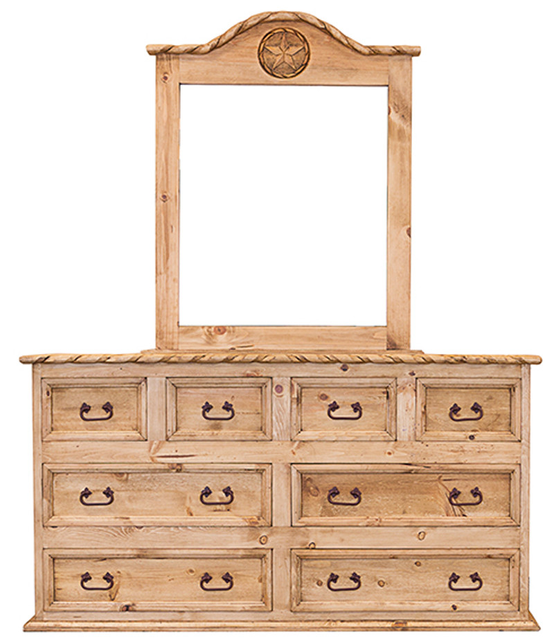 Ranger Light Brown Rope & Star Dresser & Mirror - CB Furniture