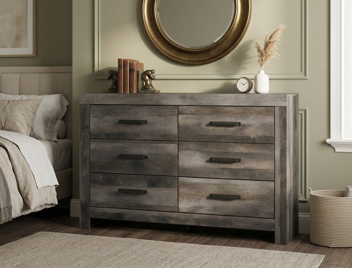 manor grey dresser Gray 3 Piece Bedroom Set by Lark Manor : 7-Drawer Dresser & 2 Nightstands