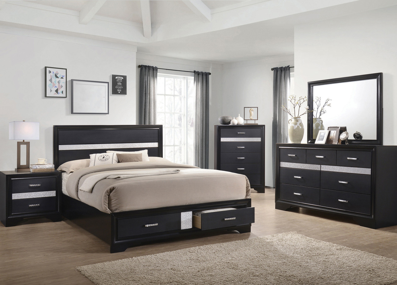 FELIZA Black Bedroom Set with Hidden Drawers - CB Furniture FELIZA Black Bedroom Set with Hidden Drawers - CB Furniture