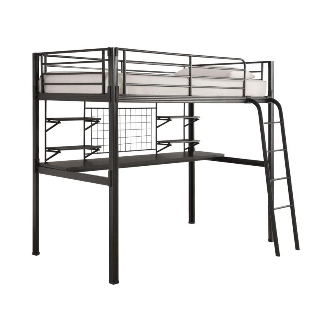 white loft bed metal