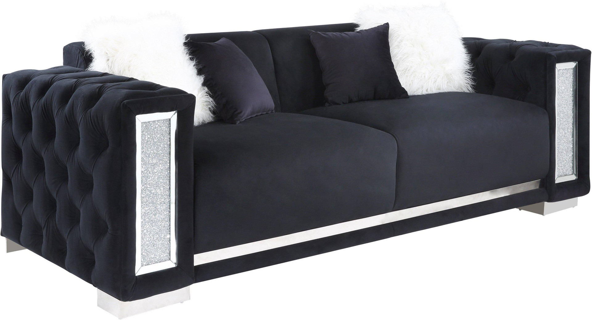 VELMINA Black Velvet Sofa & Loveseat CB Furniture