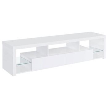 Jude - 2-Drawer 71" TV Stand With Shelving - White High Gloss