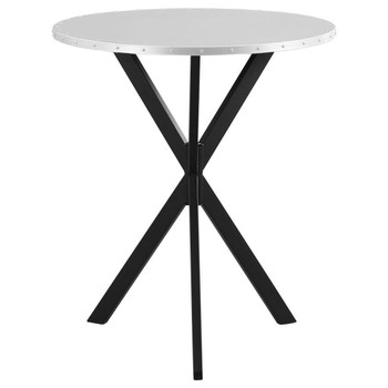 Kenzo - Round Metal Top Bar Table - Silver And Sandy Black