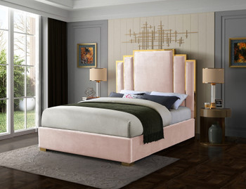 BILBAO Pink & Gold Velvet Bed