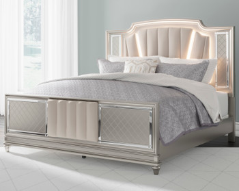 LENNAI Champagne Silver Bed with LED's