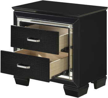 ANNIE Black 28" Wide Nightstand with LED Night Light
