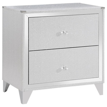 Larue - 2-Drawer Nightstand With USB Port - Silver