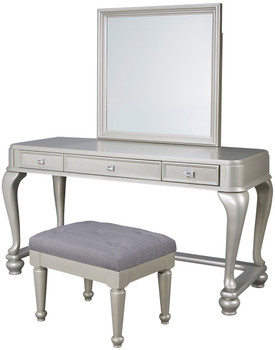 ELENA Silver 58" Wide Vanity Set with Stool