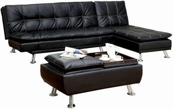 AZARIA Black Sofa Bed with Chaise