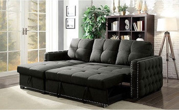 KAMILLE Dark Gray 92" Wide Sectional with Pull-Out Bed