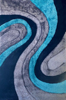 GURKAN Blue Multi 5' x 8' Shaggy 3D Area Rug