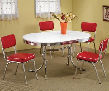 BEL AIR Red 5-PC Oval Dining Set