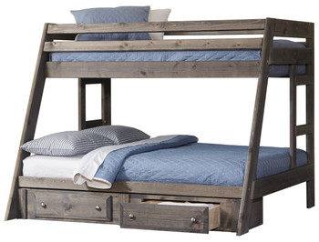 CHUCK Smoke Twin over Full Bunkbed With Under Drawers