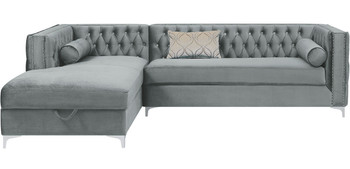 EMILY Silver 107" Wide Sectional with Hidden Storage