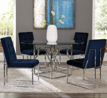 COLLINS Blue and Chrome 5 Piece Dining Set