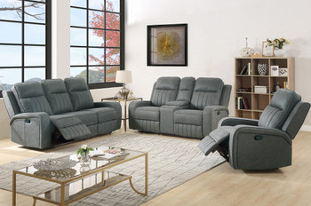 STRIKEOUT Gray Reclining Sofa, Loveseat & Recliner