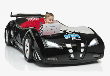 COUPE Black Lighted Race Car Bed