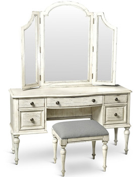 NEWHAVEN White 54" Wide Vanity & Stool