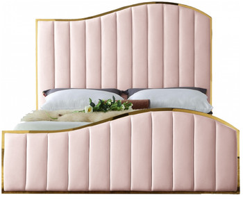 ATHENA Pink & Gold Velvet Bed