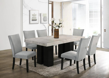 Clarice Gray Faux Marble 7 Piece Dining Set