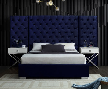 FANTASIA Navy Blue Velvet Bed