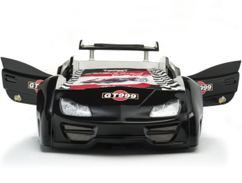 GT999 Black Lighted Race Car Bed
