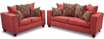 BAYRON Red Sofa & Loveseat