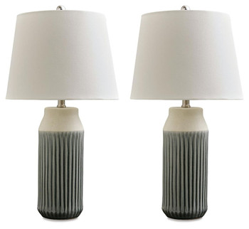 Afener - Ceramic Table Lamp (Set of 2) - Blue / Beige